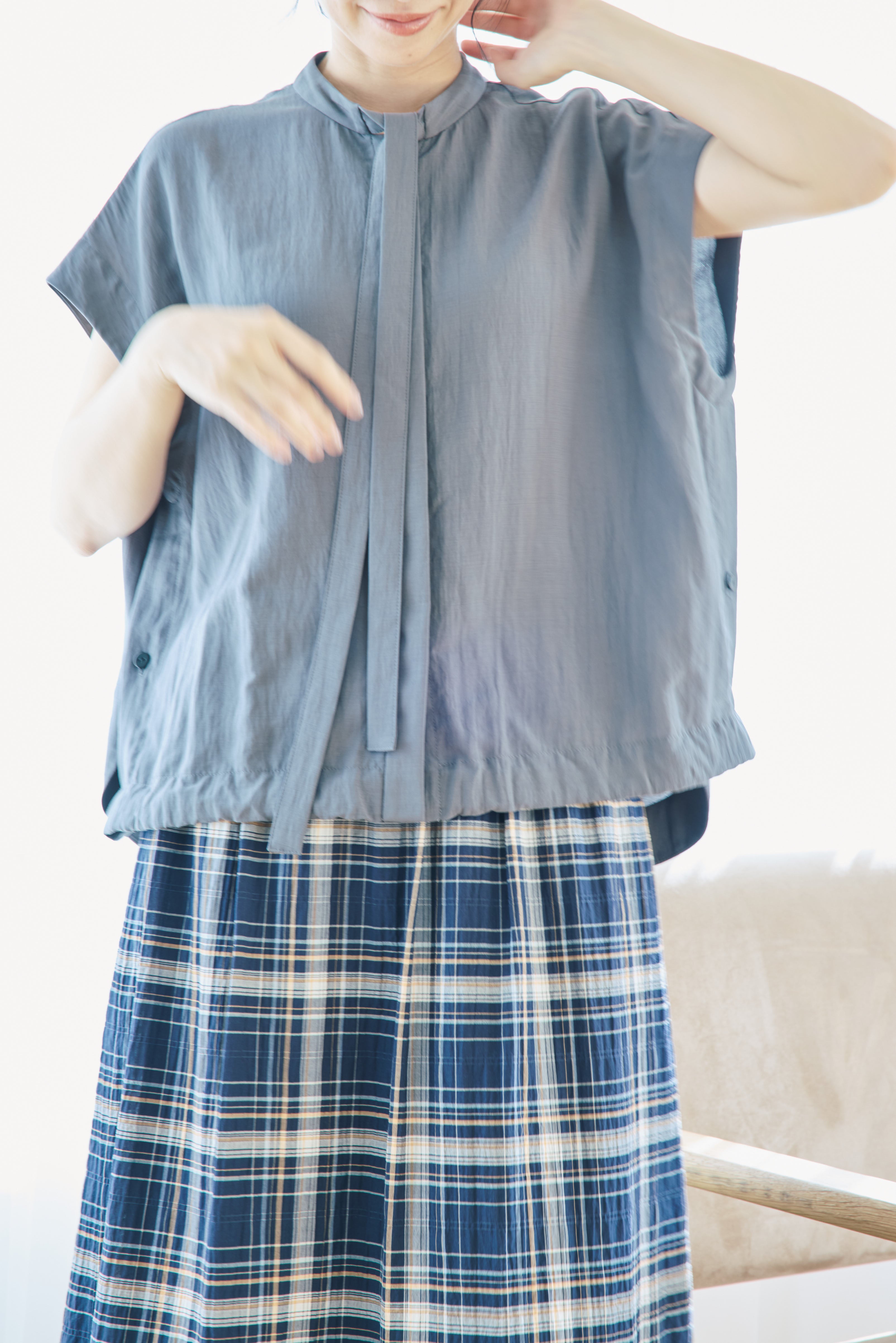 Bow-Tie French Sleeve Blouse