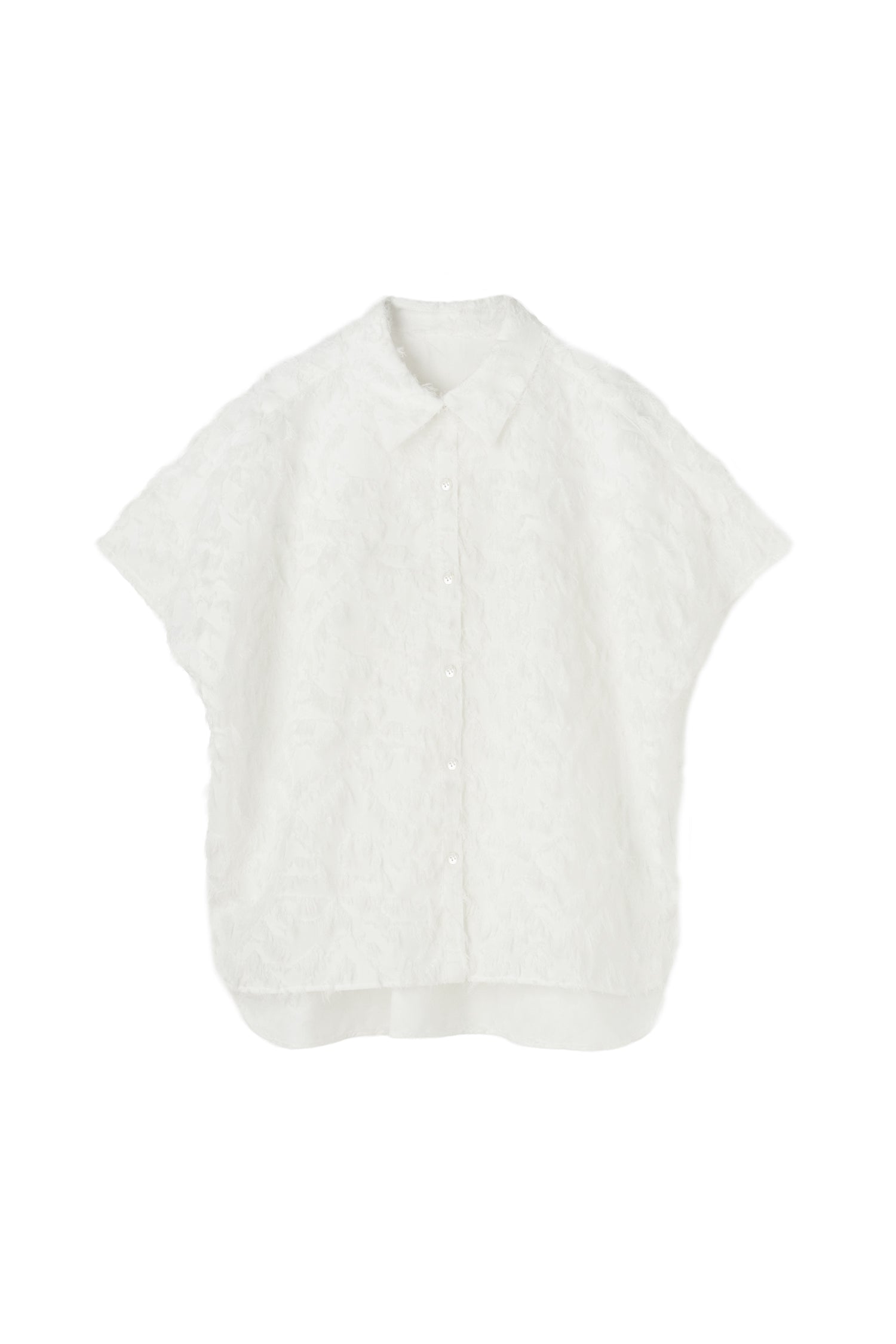 Cut Jacquard Cap Sleeve Shirt