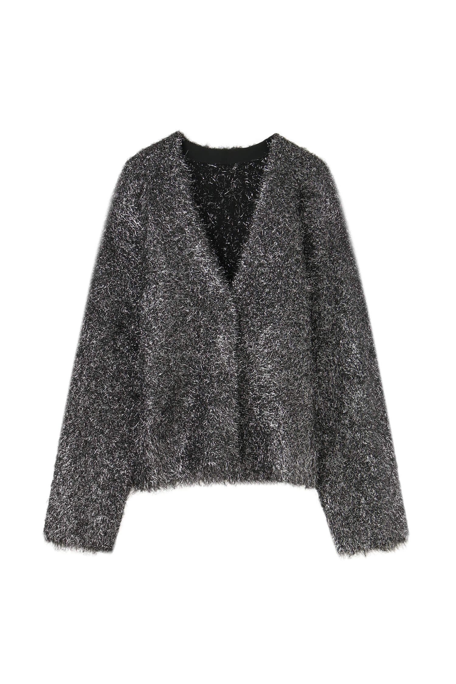 Glitter Shaggy Knit Cardigan