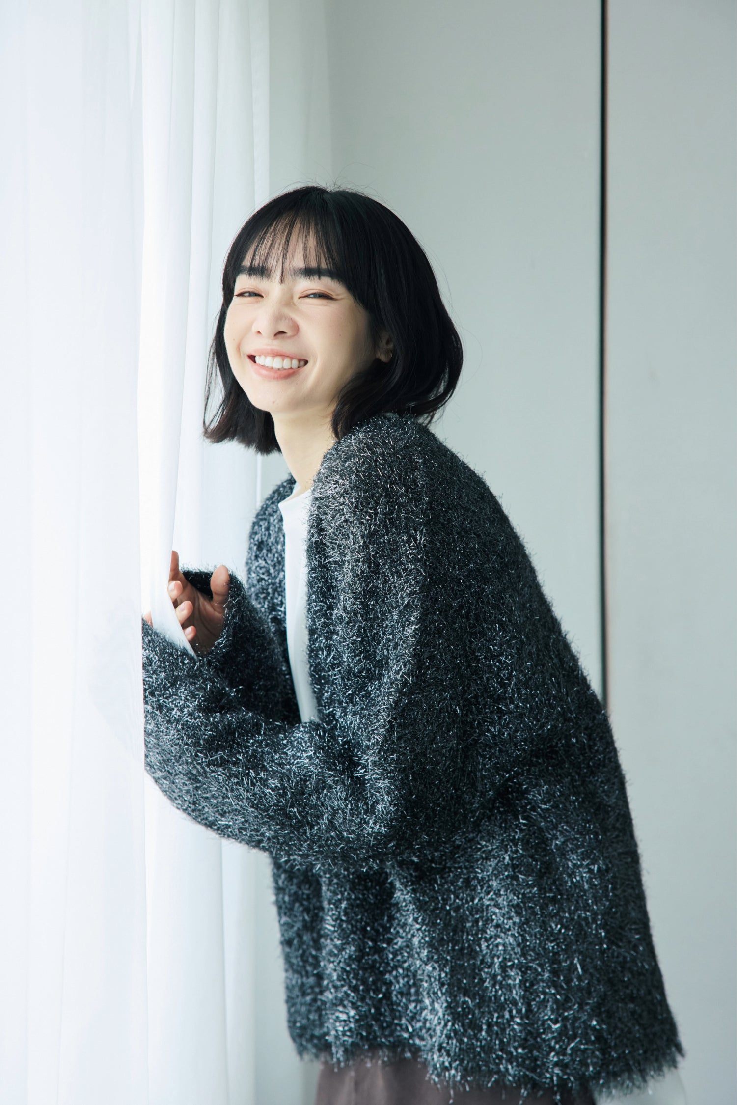 Glitter Shaggy Knit Cardigan