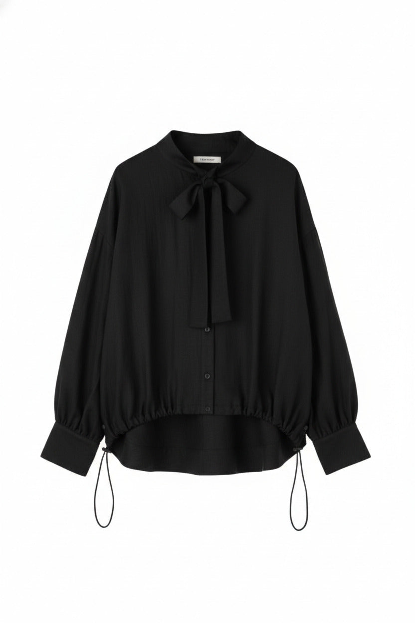Tie-neck Drawstring Shirt