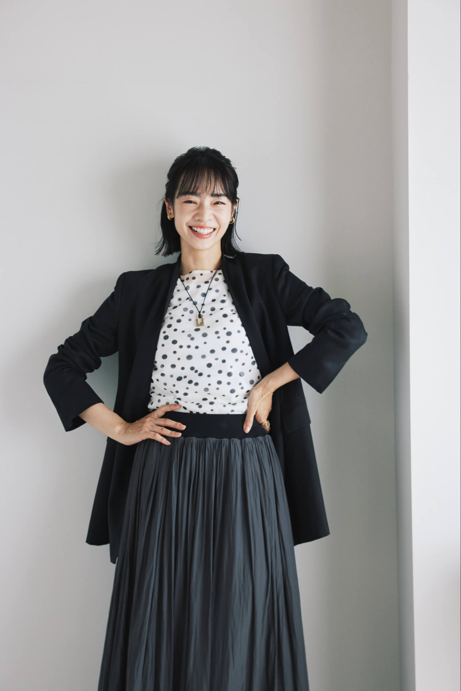 Waist Rib Gathered Skirt