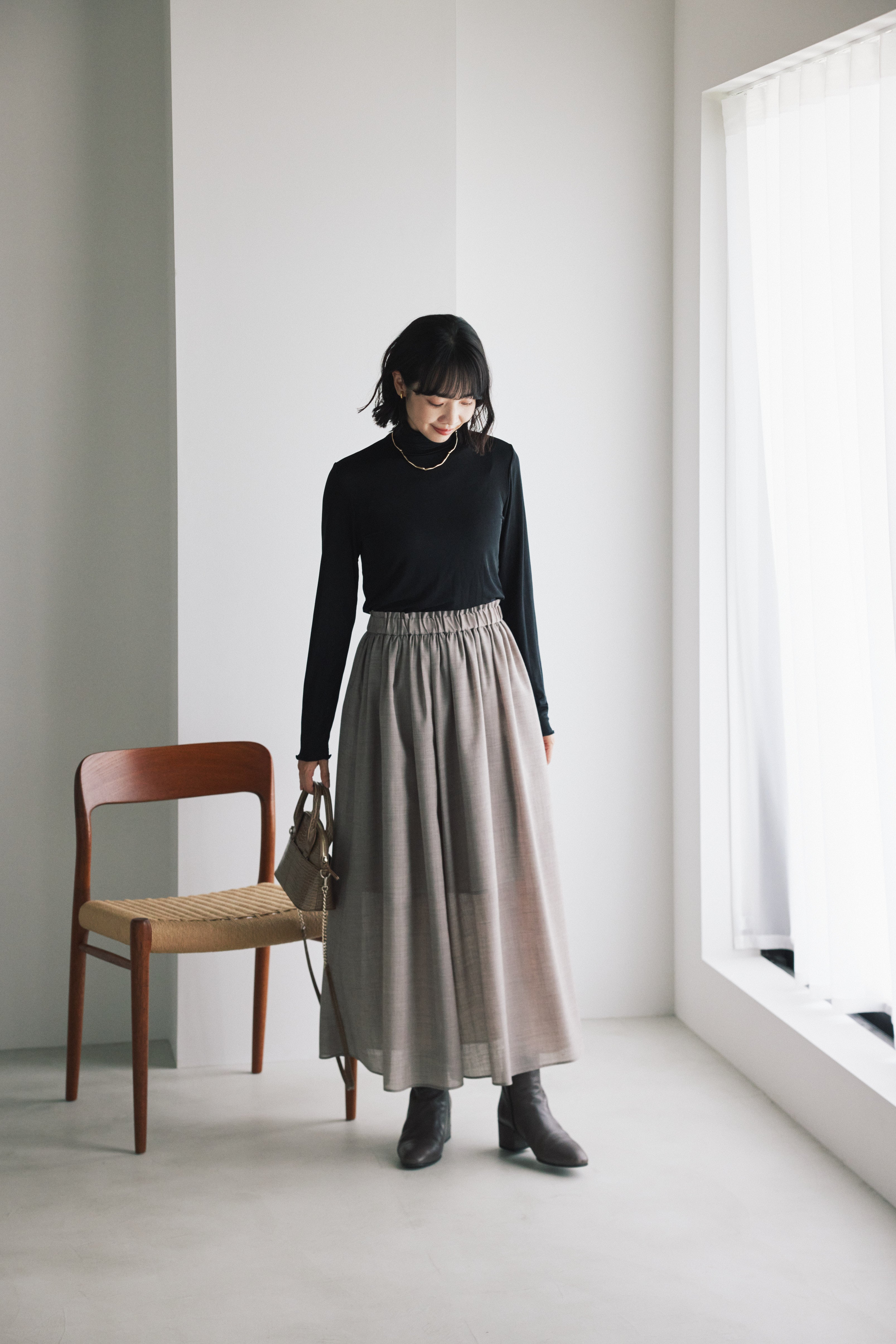 Fine Wool Gathered Skirt