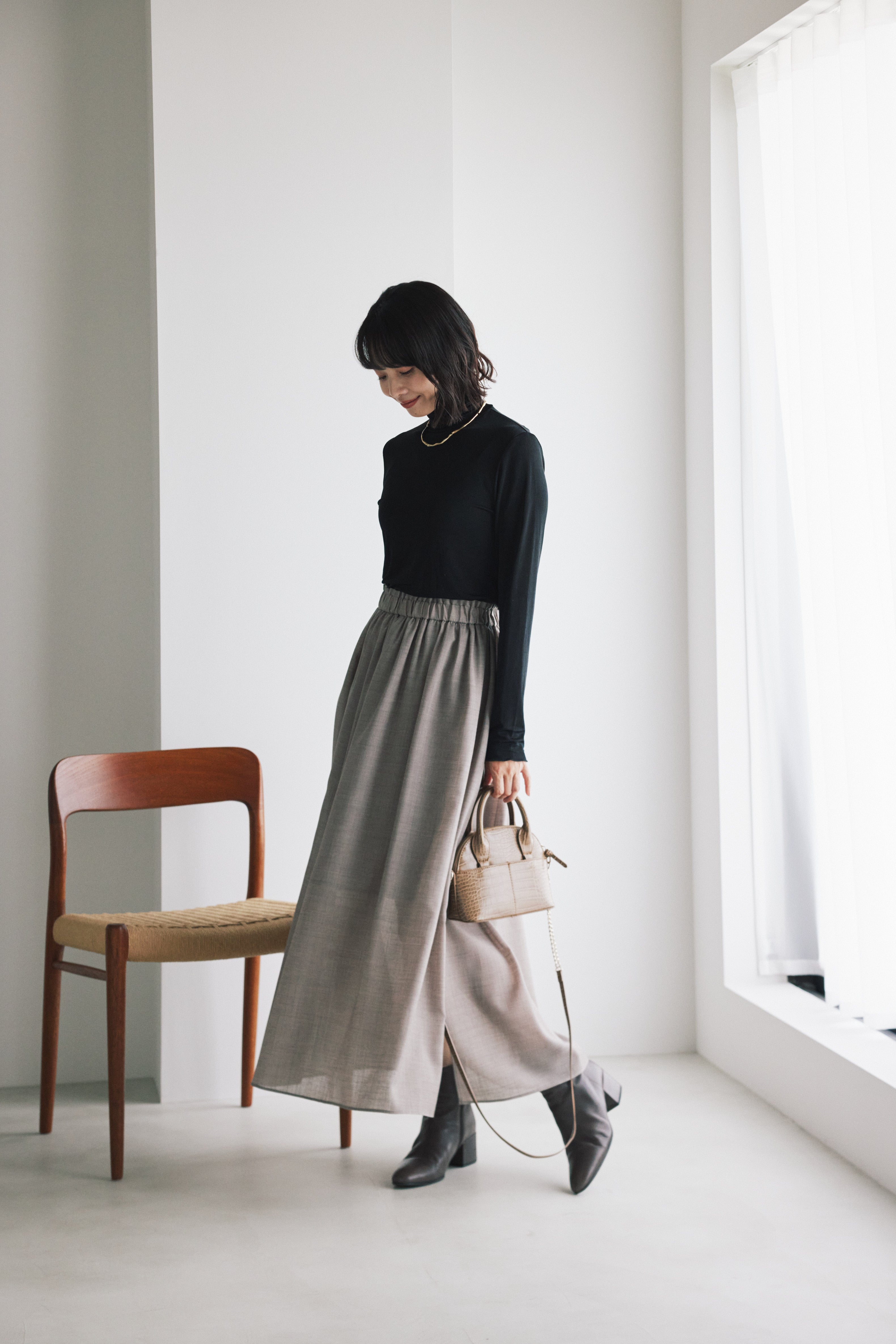 Fine Wool Gathered Skirt