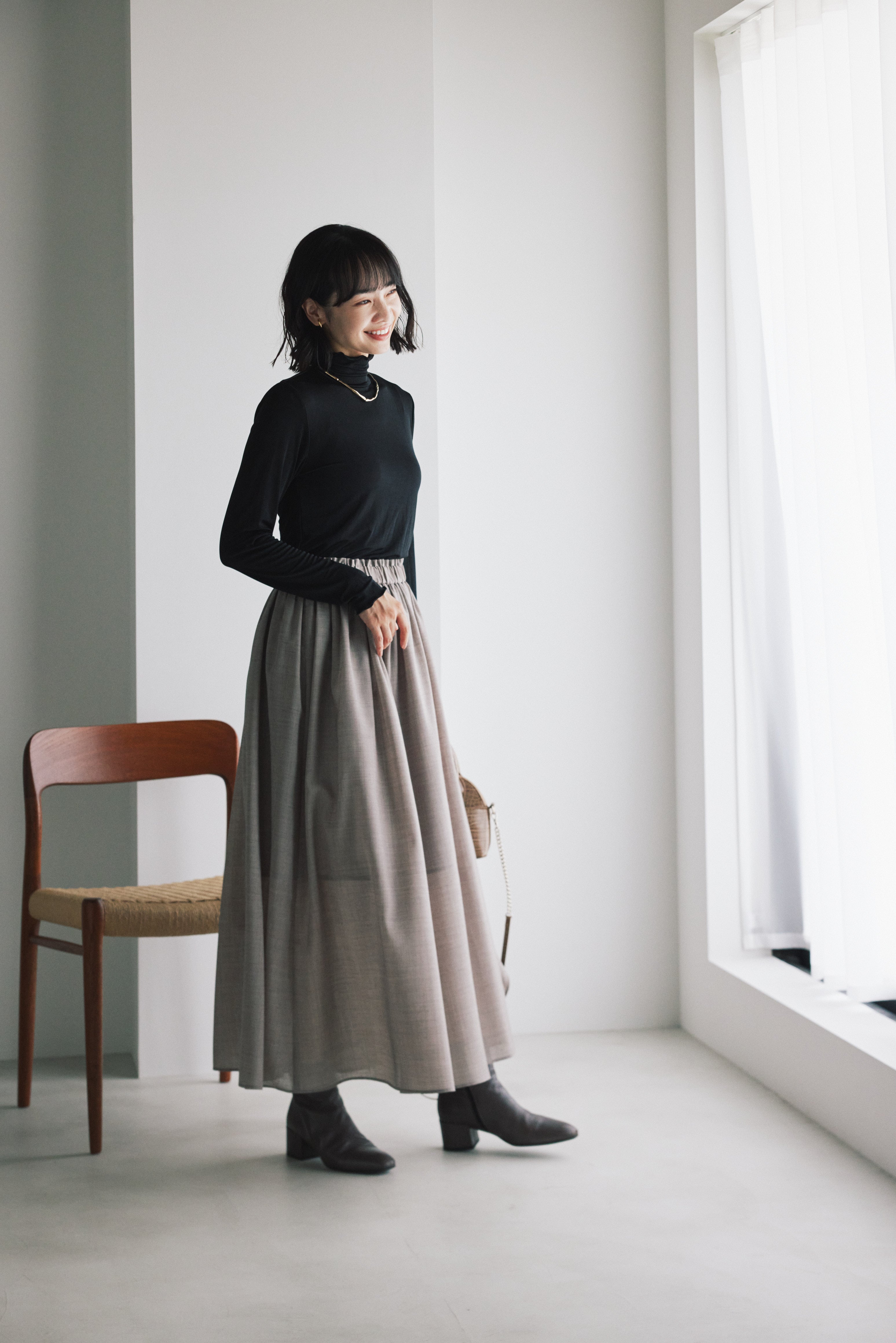 Fine Wool Gathered Skirt