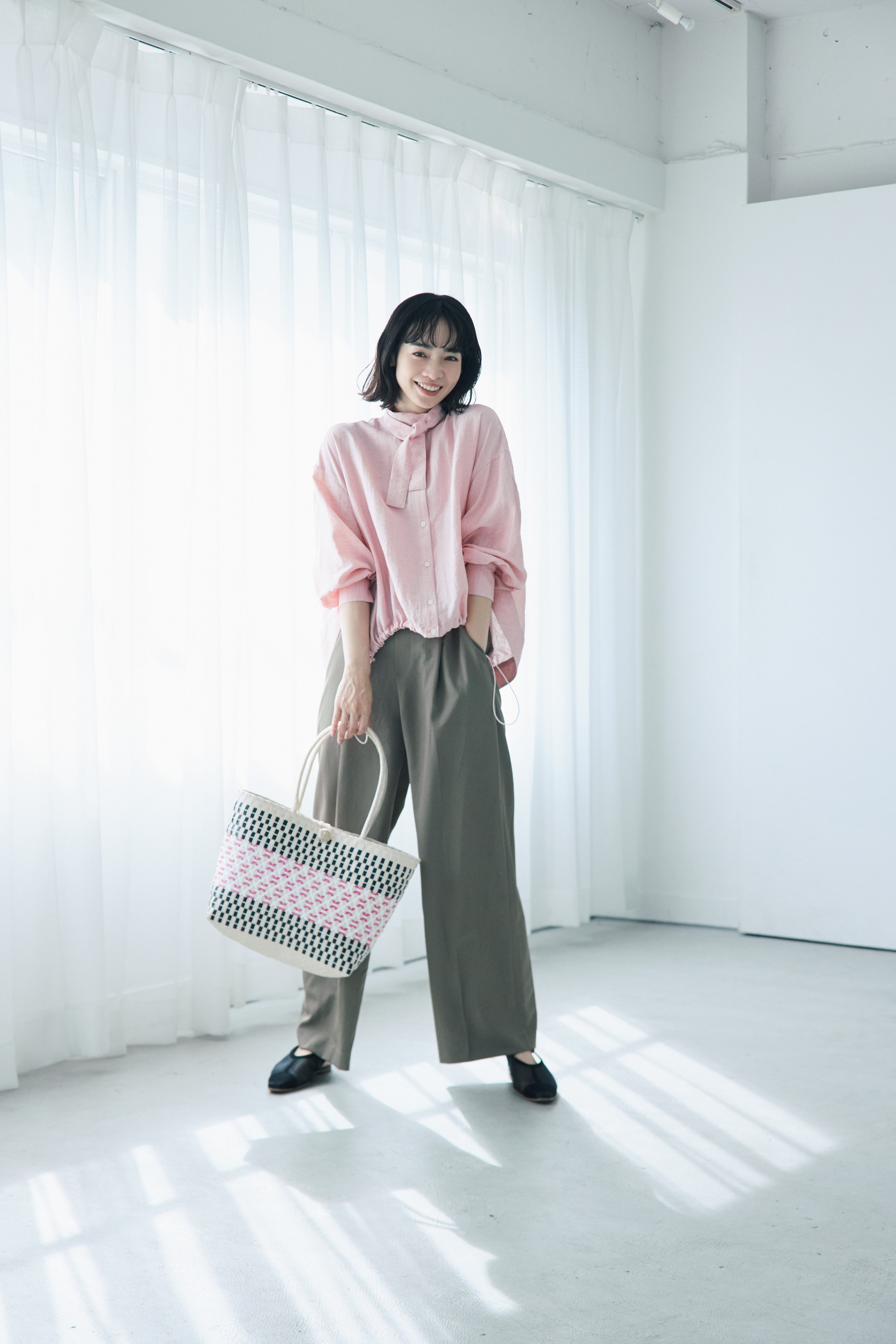 Tie-neck Drawstring Shirt