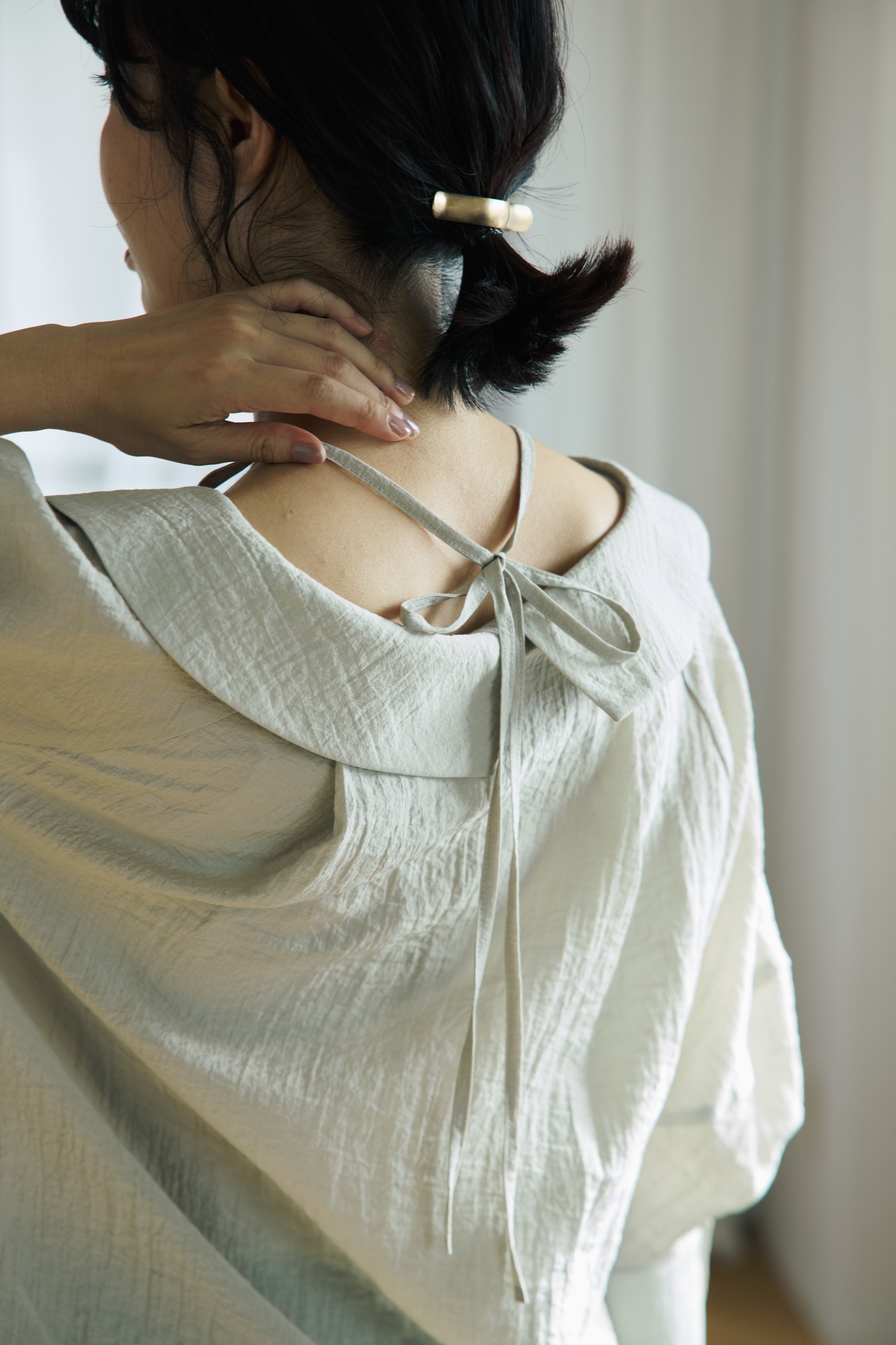 Sailor Collar Shirred Blouse