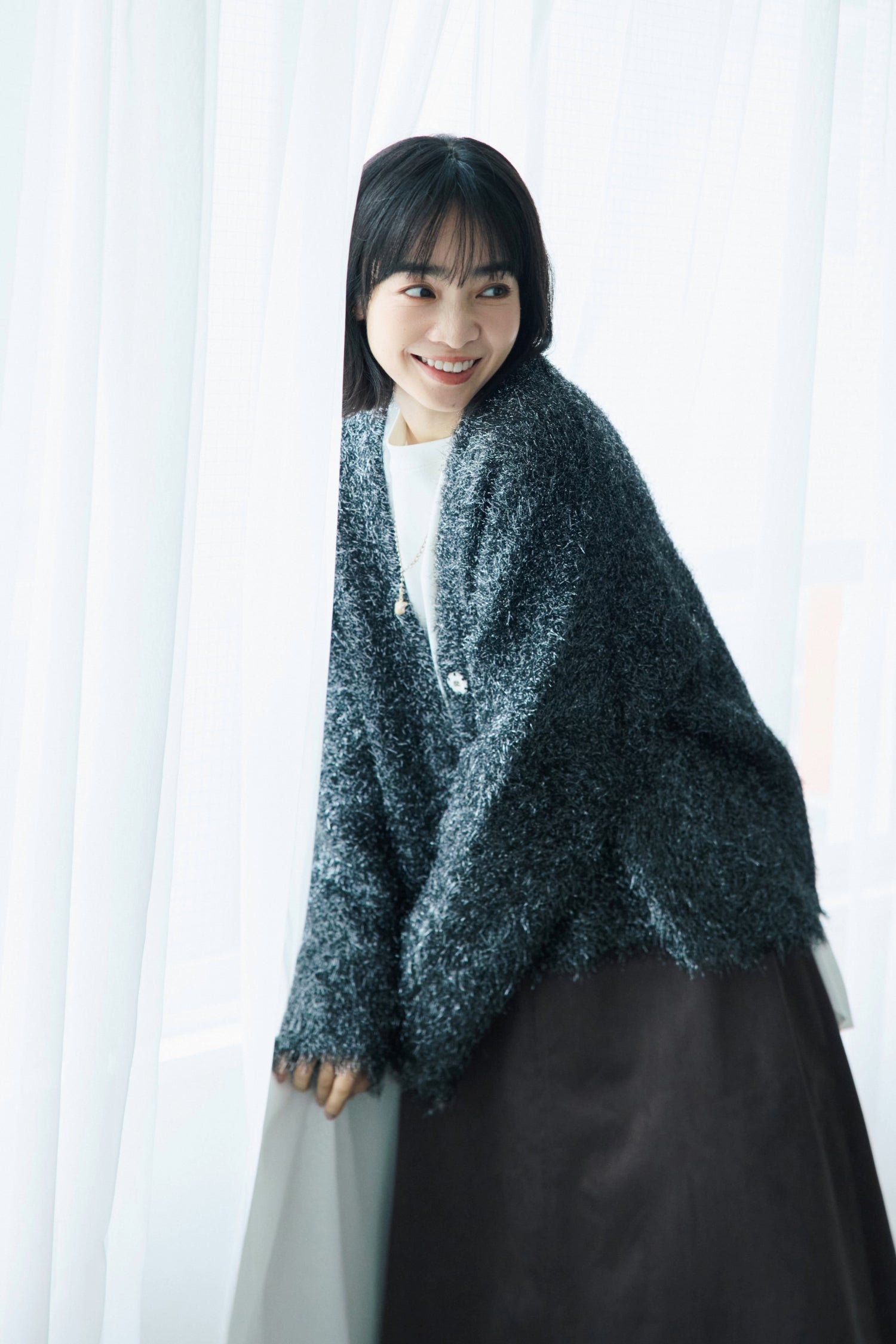 Glitter Shaggy Knit Cardigan