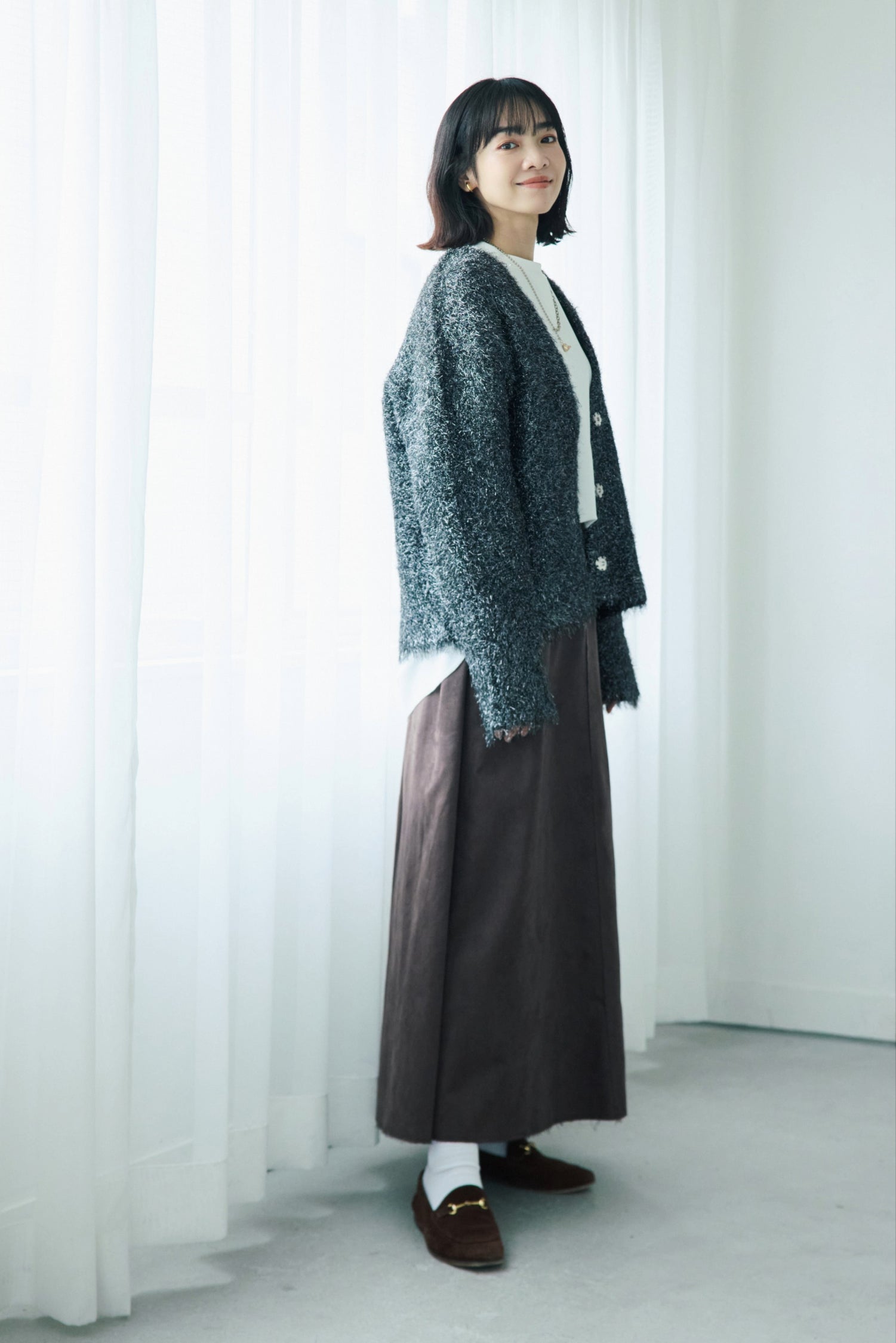 Glitter Shaggy Knit Cardigan