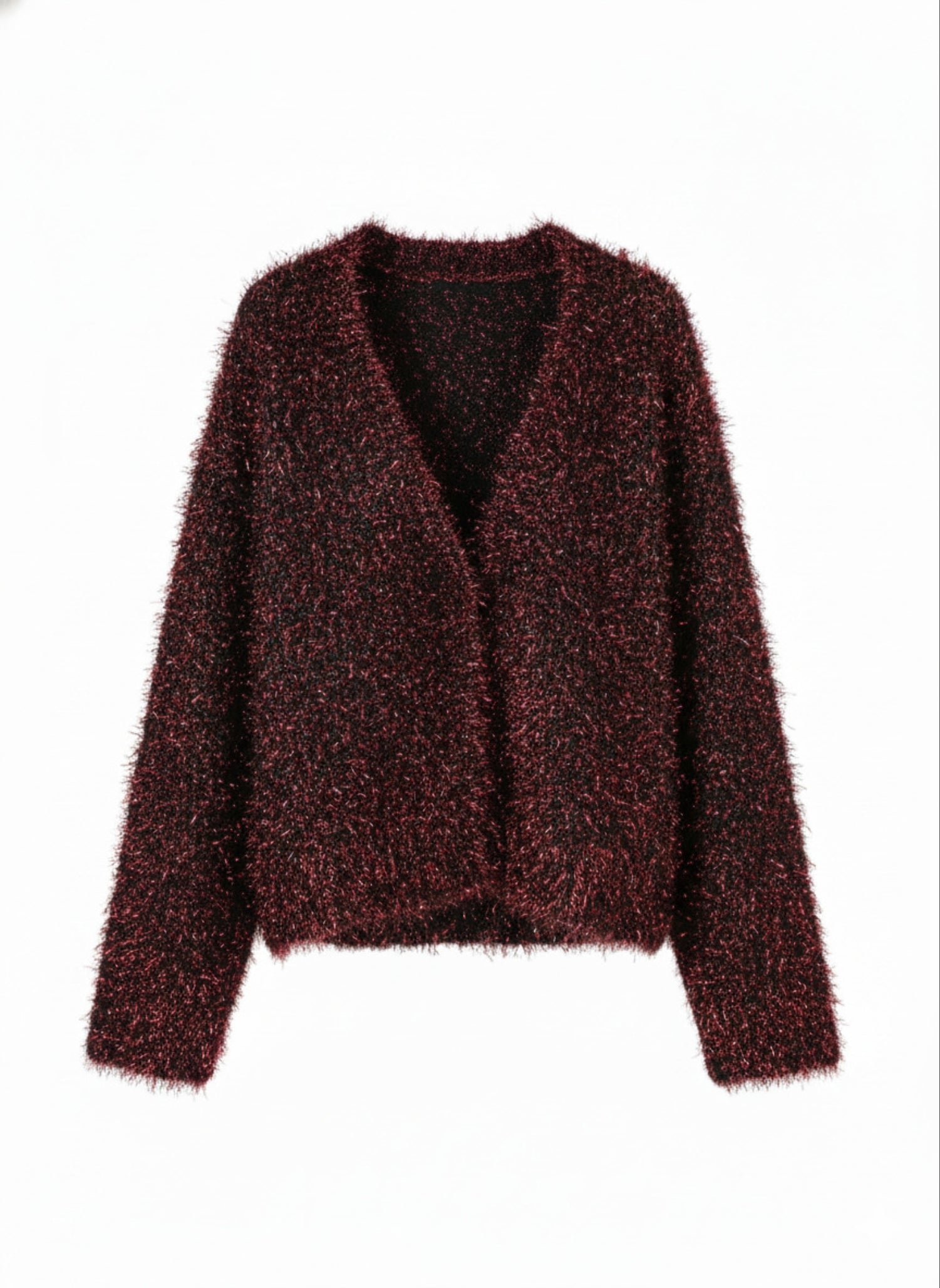 Glitter Shaggy Knit Cardigan