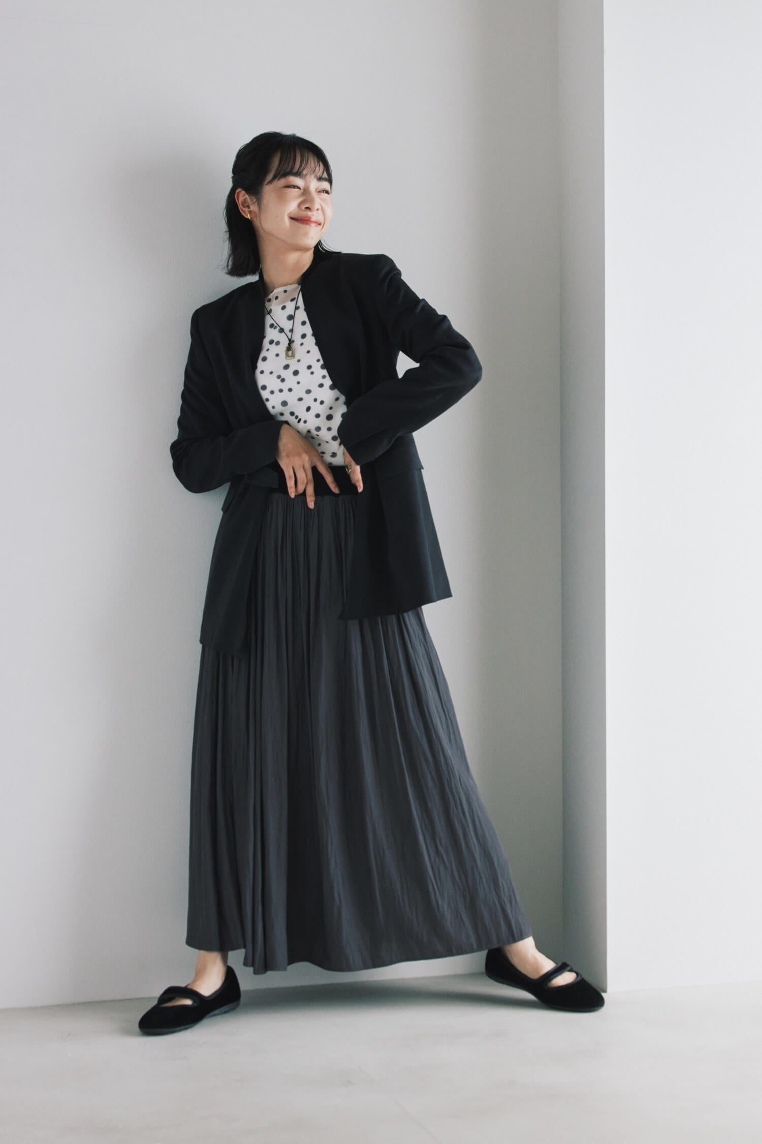 Waist Rib Gathered Skirt